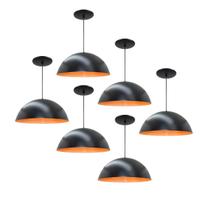 Kit 6 Luminária Pendente Meia Lua 50cm Interior Laranja Com Fiação 110/220v Kit 6 Luminária Pendente Meia Lua 50cm Interior Laranja Com Fiação 110/220v
