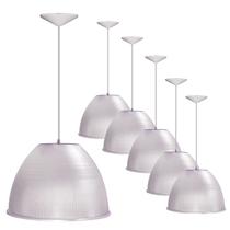 Kit 6 Luminária Pendente Prismático 12pol 30cm Cristal E27 Bivolt Cabo 1,1m para Galpão Industrial e Igrejas