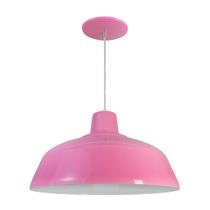 Kit 6 Luminária Pendente Retro 34cm Com Interior Branco Brilho Com Fiação 110/220v