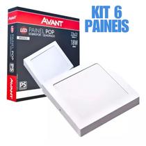 Kit 6 Luminária Plafon led de Teto Painel quadrado sobrepor 18W Branco Frio luz 6500k