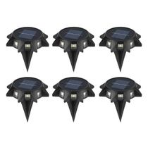 Kit 6 Luminária Solar 8 LEDs Espeto de Jardim Luz Parede Área Externa À Prova DÁgua IP65