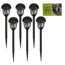 Kit 6 Luminária Solar Espeto Refletor Poste Jardim Iluminação Decoração - Kingleen