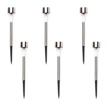 Kit 6 Luminárias Luz Solar Inox Led Poste Iluminação Jardim Kit 6 Luminárias Luz Solar Inox Led Poste Iluminação Jardim