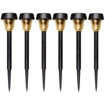 Kit 6 Luminárias Solar Jardim Led Amarela Balizador Automática Prova De Água Sem Fio