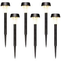 Kit 6 Luminárias Solar LED Espeto Jardim Decoração Externo