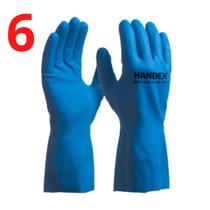 Kit 6 Luva Látex Anti Alergica Forro Verniz Azul Limpeza Kit 6 Luva Látex Anti Alergica Forro Verniz Azul Limpeza