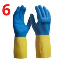 Kit 6 Luva Segurança Bicolor Slim Neoprene Químicos Fortes