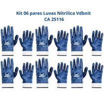 Kit 6 Luvas Proteção Nitrílica Punho Lona Produtos Químicos VDBNIT Volk EPI CA 25116