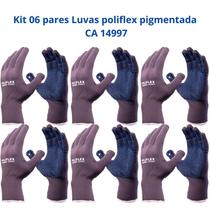 Kit 6 Luvas Proteção Poliflex Pigmentada Cinza antiderrapante Danny EPI CA 14997 Kit 6 Luvas Proteção Poliflex Pigmentada Cinza antiderrapante Danny EPI CA 14997
