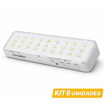 Kit 6 Luz de Emergência 30 LED Forte Até 6h Branco Kit 6 Luz de Emergência 30 LED Forte Até 6h Branco