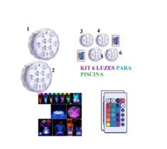 Kit 6-luz Piscina Led Rgb Colorida+controle Remoto Kit 6-luz Piscina Led Rgb Colorida+controle Remoto