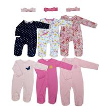 Kit 6 Macacão Bebê Menino Menina Com Gorro Laço