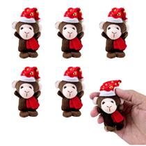 Kit 6 Macaco Natalino Pelúcia com Gorro Enfeite Natal 8cm Kit 6 Macaco Natalino Pelúcia com Gorro Enfeite Natal 8cm