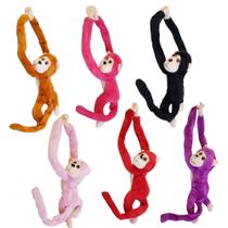 Kit 6 Macacos de Pelúcia Som e Led Brinquedo Colorido 60cm