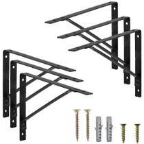 Kit 6 Mão Francesa Cantoneira Prateleira Suporte Bucha E Parafuso 22cm