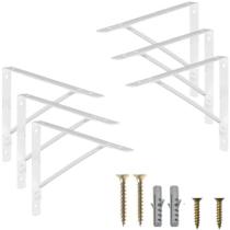 Kit 6 Mão Francesa Cantoneira Prateleira Suporte Bucha E Parafuso 30 cm