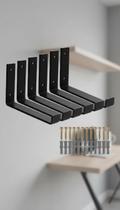Kit 6 Mão Francesa Invertida Industrial 30cm Aço Preto Kit 6 Mão Francesa Invertida Industrial 30cm Aço Preto