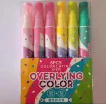 Kit 6 Marca Texto Color Laying Overlying Color Dupla Camada Kit 6 Marca Texto Color Laying Overlying Color Dupla Camada