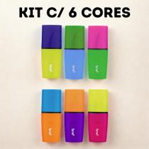 Kit 6 Marca Texto Mini Fofo Neon Com Cheiro Fruta Escola/Escritório Brw