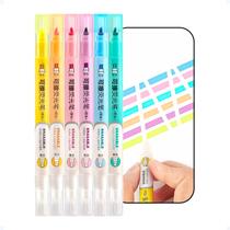 Kit 6 Marca Textos Caneta Brush Pen Apagável 2 Em 1 Escolar Kit 6 Marca Textos Caneta Brush Pen Apagável 2 Em 1 Escolar