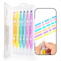 Kit 6 Marcador Apagável Marca Texto Duplo Escolar Canetinha - Judi