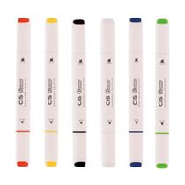 Kit 6 Marcador Criativo Flow Cores Básicas - Ponta Dupla Cis