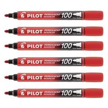 Kit 6 Marcador Permanente PILOT SCA-100 Ponta Redonda Bullet