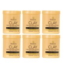 Kit 6 Mascara Reconstrução Capilar Argila Branca Felicity 1K