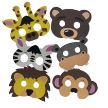 Kit 6 Máscaras Animais Zoológico