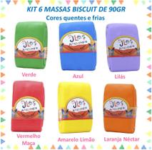 Kit 6 Massas De Biscuit Jl 90 Gramas Cores Quentes E Frias - Jl Artesanato
