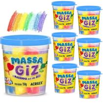Kit 6 Massinha Acrilex 6 Cores 100gr Vira Giz