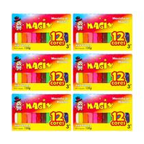 Kit 6 Massinha De Modelar 12 Cores Magix 130g Multicolor