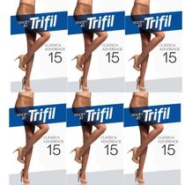 Kit 6 Meia Calça Clássica Adherence Fio 15 Preto EG - Trifil