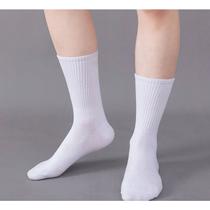 Kit 6 meias algodão masculina lisa cano alto sport - Filó Modas