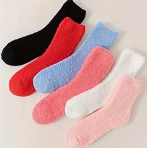 Kit 6 Meias Felpudas Outono Inverno Térmicas Frio Neve Feminina 33 ao 39