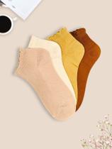 Kit 6 Meias Monocromática Soquete Algodão Feminina