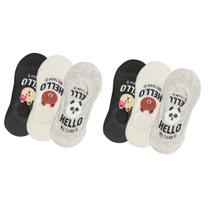 Kit 6 Meias Sapatilha Invisível Feminina Silicone No Calcanhar Algodão Adulto