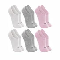 Kit 6 Meias Soquete Lupo Feminino, 37-40 - Rosa, Branco, Cinza