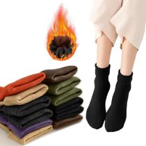 Kit 6 Meias Térmicas Adulto Unissex Inverno Caneladas e Forradas Cores Sortidas