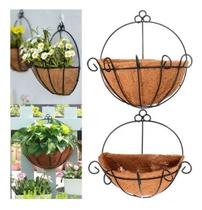 Kit 6 Meio Vaso 35cm Parede De Ferro Com Fibra Coco Meia Lua