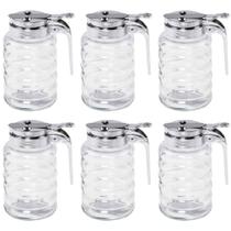 Kit 6 Meleiras de Vidro com Dosador 280ml Lyor Tampa Cromada Pote para Mel Caldas Molhos Kit 6 Meleiras de Vidro com Dosador 280ml Lyor Tampa Cromada Pote para Mel Caldas Molhos