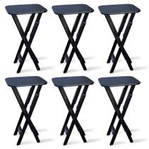 Kit 6 Mesas Bistrô Dobrável Madeira Padrão Preto - Tarimatã Kit 6 Mesas Bistrô Dobrável Madeira Padrão Preto - Tarimatã