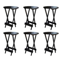 Kit 6 Mesas de Madeira Bistrô Dobravel Ideal para Bar e Restaurante Tabaco