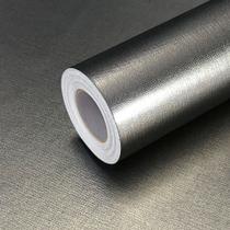 Kit 6 Metros de Papel de Parede Lavavel Metalico Textura Prata Old