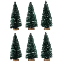 Kit 6 Mini Arvore Natal Pinheiro Mesa Nevado Decoração 9cm