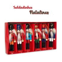 Kit 6 Mini Boneco Quebra-Nozes para Decoração de Natal Pendurar Enfeite