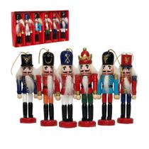 Kit 6 Mini Boneco Quebra-Nozes para Decoração de Natal Pendurar Kit 6 Mini Boneco Quebra-Nozes para Decoração de Natal Pendurar