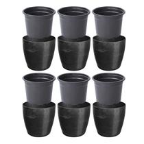 Kit 6 Mini Cachepô Elegance Decorativo Cachepo de Centro de Mesa Pequeno + 6 Pote Vaso NP06 Preto - Nutriplan