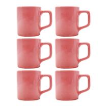 kit 6 Mini Canecas Chá 80mL Xícaras Rosa Café Expresso