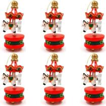 Kit 6 Mini Carrossel De Madeira De Natal Enfeite Decoração Arvore Jardim Casa bolas Kit 6 Mini Carrossel De Madeira De Natal Enfeite Decoração Arvore Jardim Casa bolas